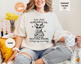 Comfortkleuren grappig rendier kerst-T-shirt, vintage retro T-shirt, kerstshirt