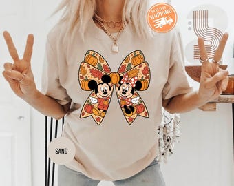 Camiseta de otoño de Mickey y Minnie de Disney, camiseta de Acción de Gracias con calabazas, camiseta de otoño de la temporada de Disneyland