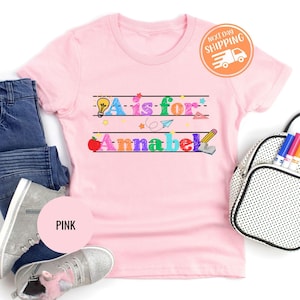 Custom Name School Shirt, First Day Of School T-shirt, Kids Back To School Shirt, Cute Toddler School Outfit for Boy Girl, Back To School