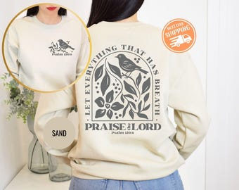 Retro Christian Sweatshirt, Psalm 150:6 Bible Verse, Christian Sweater