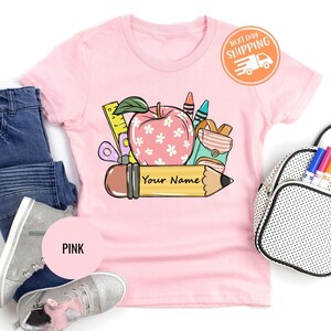 Custom Back To School Girl Shirt, Toddler School Shirt, First Day Of School Tee, Personalized Kid Shirt, Toddler Name T-shirt, Hello School