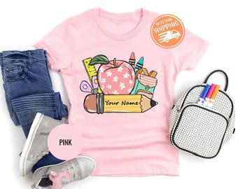 Camiseta personalizada para niña para la vuelta al cole, camiseta infantil personalizada, camiseta para el primer día de clase.