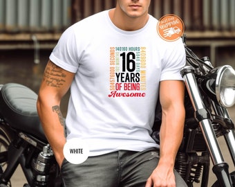 Chemise 16 ans d'existence, t-shirt cadeau 16e anniversaire, t-shirt compte à rebours d'anniversaire