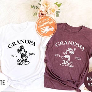Disney Grandma Shirt, Mickey Minnie Couple Tee, Family Disney Trip Shirt, Disney Grandpa Shirt, Custom Grandparents Est Shirt, Grammy Shirts