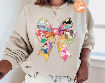 Princess Bow Sweatshirt, Retro Disney Coquette Style, Disneyworld Prinzessinnen Geschenk