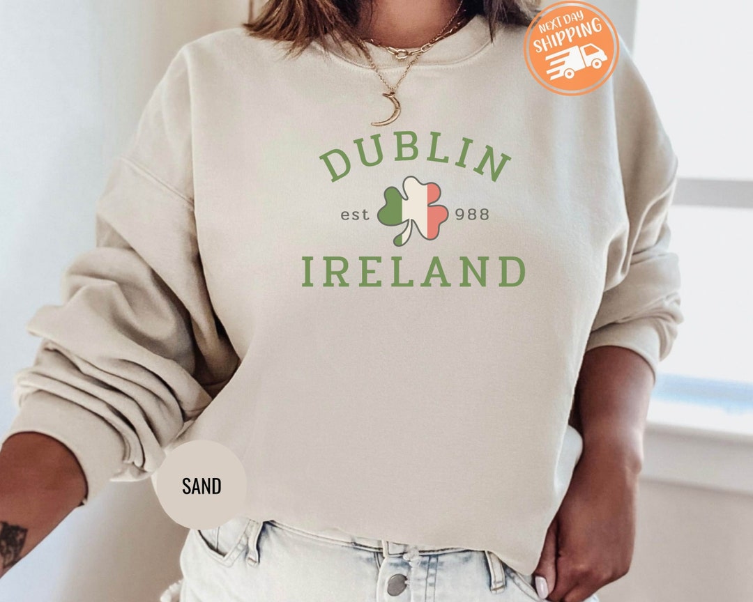 Felpa irlandese, Top girocollo con stampa trifoglio del giorno di