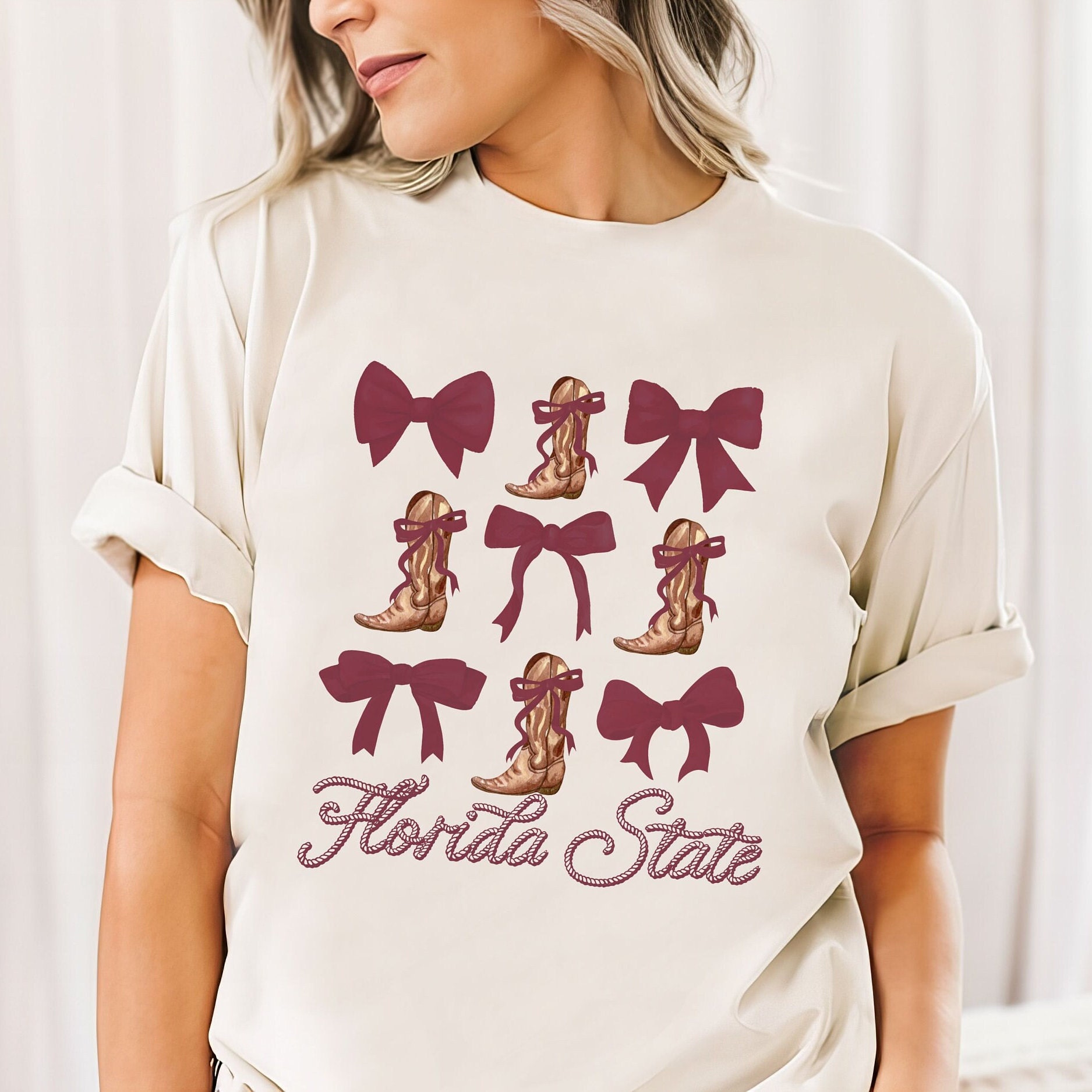Florida State Boots and Bows College Tee - Etsy