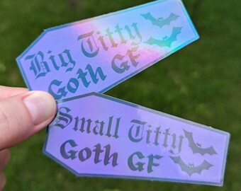 Goth GF Holographic Sticker: Bats & Coffin, Water Resistant Vinyl