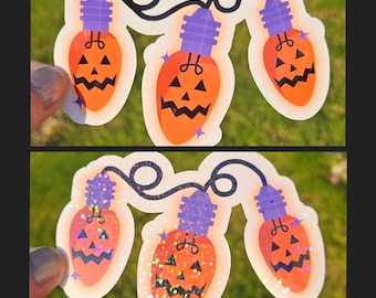 Holo Glitter Halloween Christmas Lights Vinyl Sticker - Water Resistant