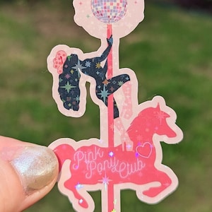 Chappell Roan Pink Pony Club Vinyl Water Resistant Decal Sticker - Holo Glitter - Laptop Sticker - Water Bottle Sticker - Holographic