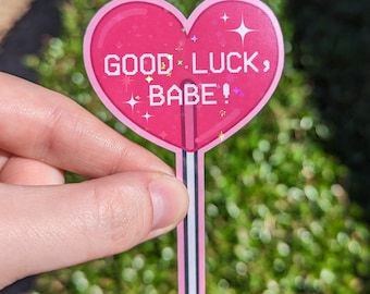 Chappell Roan Good Luck Babe Vinyl Water Resistant Decal Sticker - Holo Glitter - Laptop Sticker - Water Bottle Sticker - Holographic