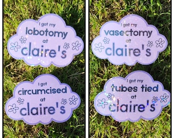 Claire's Lobotomy Holo Glitter Vinyl Sticker – Water Resistant Decal