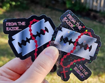 MCR Razor Rosary Holographic Sticker - My Chemical Romance Vinyl Decal