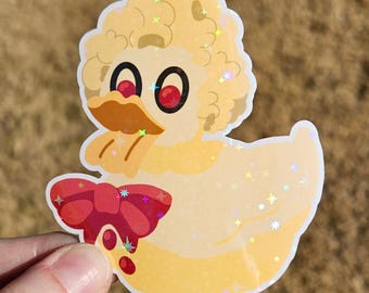 Bluey Duck Cake Holo Glitter Sticker – Water Resistant Vinyl Decal