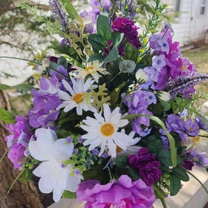 Cemetery Flowers,Summer Grave Flowers, Headstone Vase, Grave Vase Decoration, Cemetary Urn Flowers, Monument flower, Memorial Day,