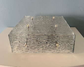 One Of Two Vintage Ice Glass Kalmar Wall Lamp 60s/Mid Century J.T.Kalmar Flush Mount Fixture/MCM Modern Kalmar Lighting