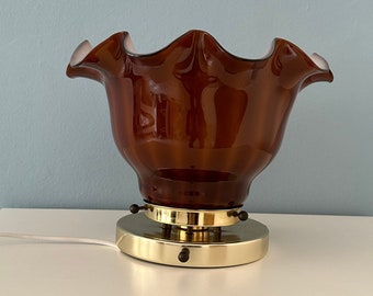 Brown Peill&Putzler Ceiling Light/Mid Century Floral Design/Made In Germany/Vintage Flush Mount Lamp/Modern Opaline Glass Lamp/Retro Light