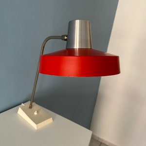 SIS Mid Century Table Lamp 60&#39;s/Industry Desk Lamp Germany/Red SIS Lamp Which has Shape/Office Lamp/Bedside SIS Red Lamp/Space Age