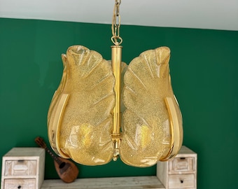 Vintage Amber Glass Lamp Carl Fagerlund Vor Sölken Leuchten/Mid Century Ceiling Light/MCM Pendant Light 60s