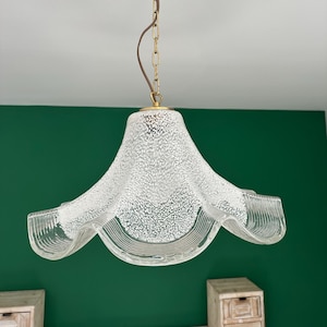 Vintage Murano Glass Pendant Lamp 70s/Mid Century Murano Glass Tulip Lamp/Flower Shaped Hanging Light