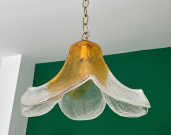 Mid Century Murano Tulip Pendant Lamp/Vintage Murano Modern Hanging Lamp/Space Age Tulip Ceiling Light/MCM Murano Lamp 70s