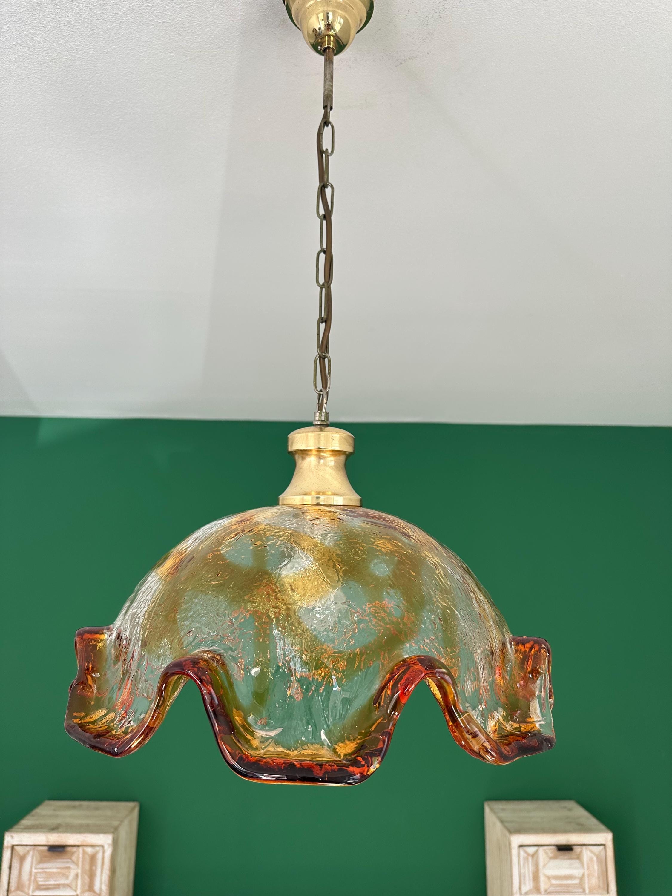 Mid Century Murano Glass Chandelier/Vintage Flower Pendant Lamp/Modern Murano Ceiling Light