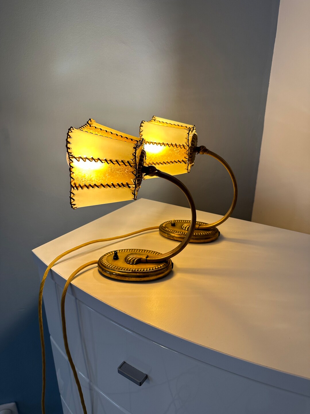 A Pair of Art Deco Table Light/art Deco Bedside Table Lamps/modern