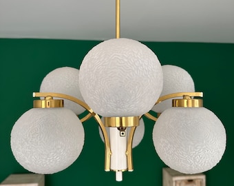 ドイツのTemde社によるヴィンテージ真鍮とガラスのペンダントライト