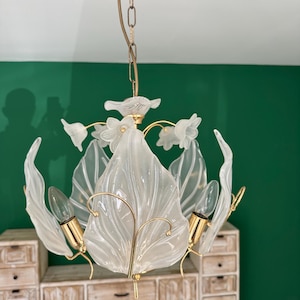Vintage Murano Glass Flower Chandelier/Mid Century Murano Hanging Lamp/Italian Murano Glass Designer Light