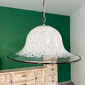 Vintage Murano Glass Pendant Lamp,70s/Mid Century Hand Blown Murano Glass Lamp/MCM Modern Ceiling Light