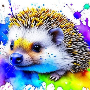 Hedgehog Watercolor Canvas Print: Abstract Animal Art