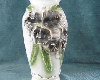 Unusual 1930s Vase with applied flowers