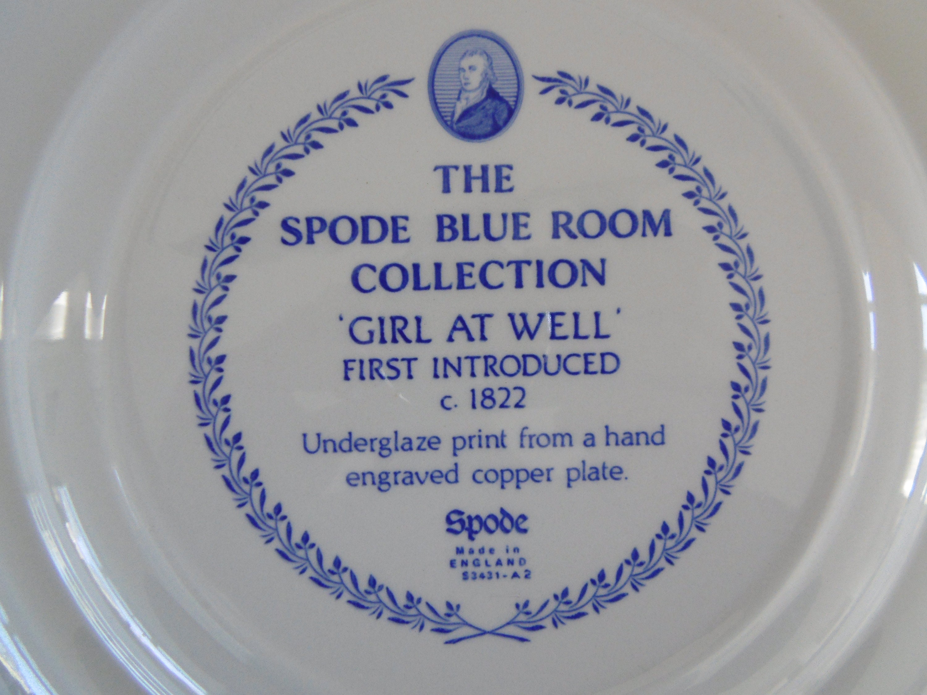 The Spode Blue Room Collection - Girl at Well Plate 1990s - Etsy UK