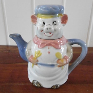 Novelty Pig Chef Teapot 1980s