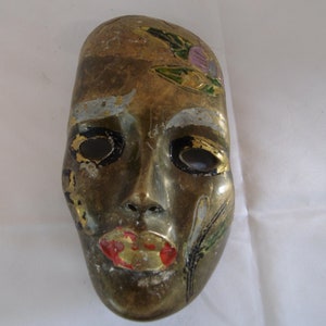 Art Deco (?) Brass enamelled face mask