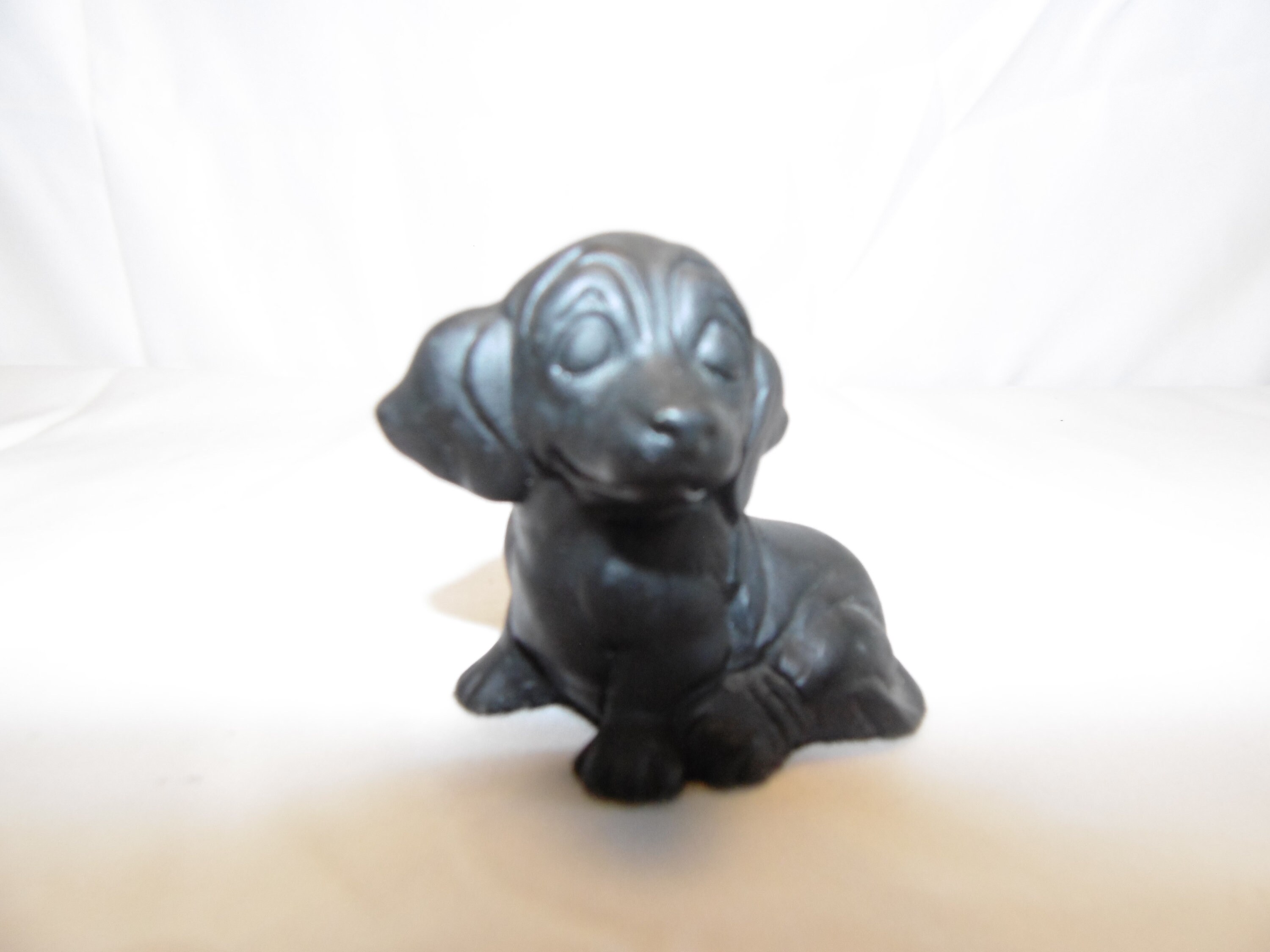 Small Black Dog Figurine - Hand Carved From Coal - Cardiff Wales