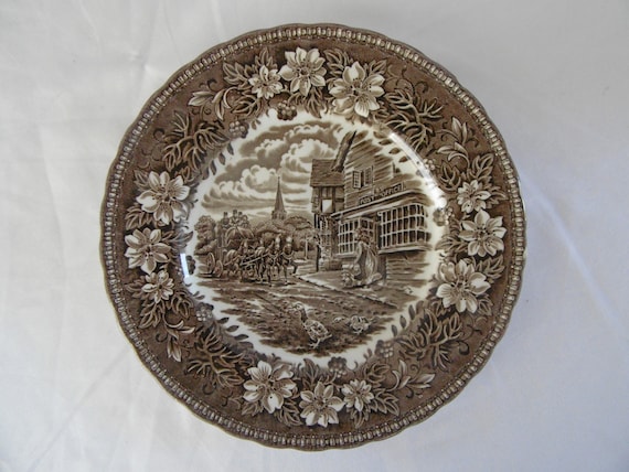 Coaching Tavern - Royal Tudor Ware Plate, Hand Engraved by W.N.