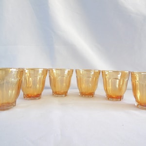 Amber Glass Water Tumblers x 6, 1930s