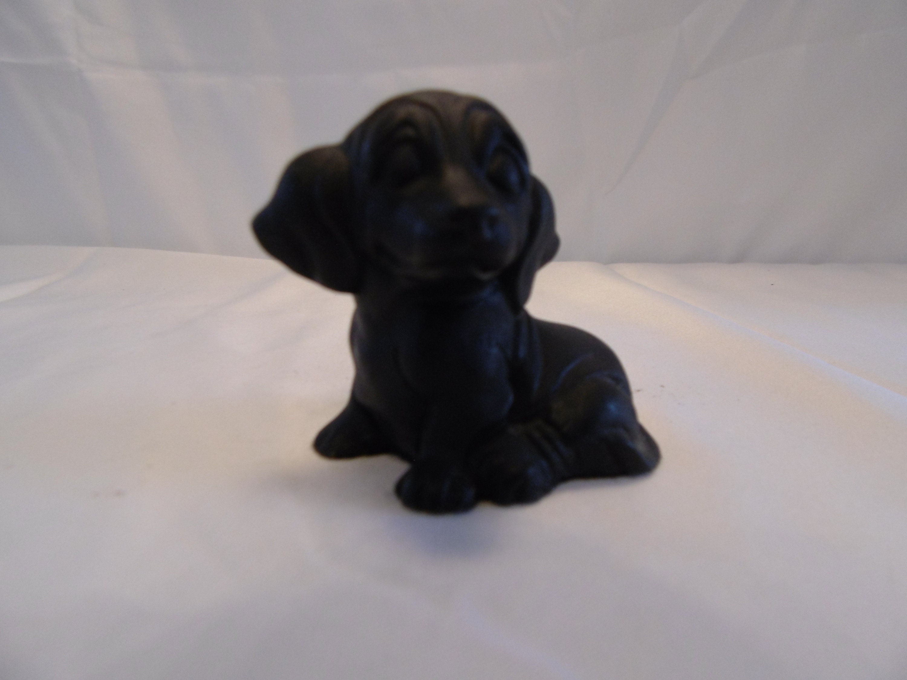 Small Black Dog Figurine - Hand Carved From Coal - Cardiff Wales