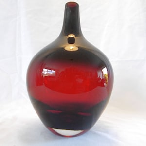 Ikea Glass Ruby Red Balloon Vase 1990s