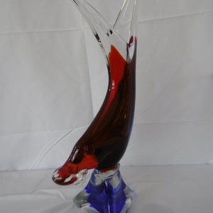 Striking vintage Murano glass and crystal large Dolphin vase
