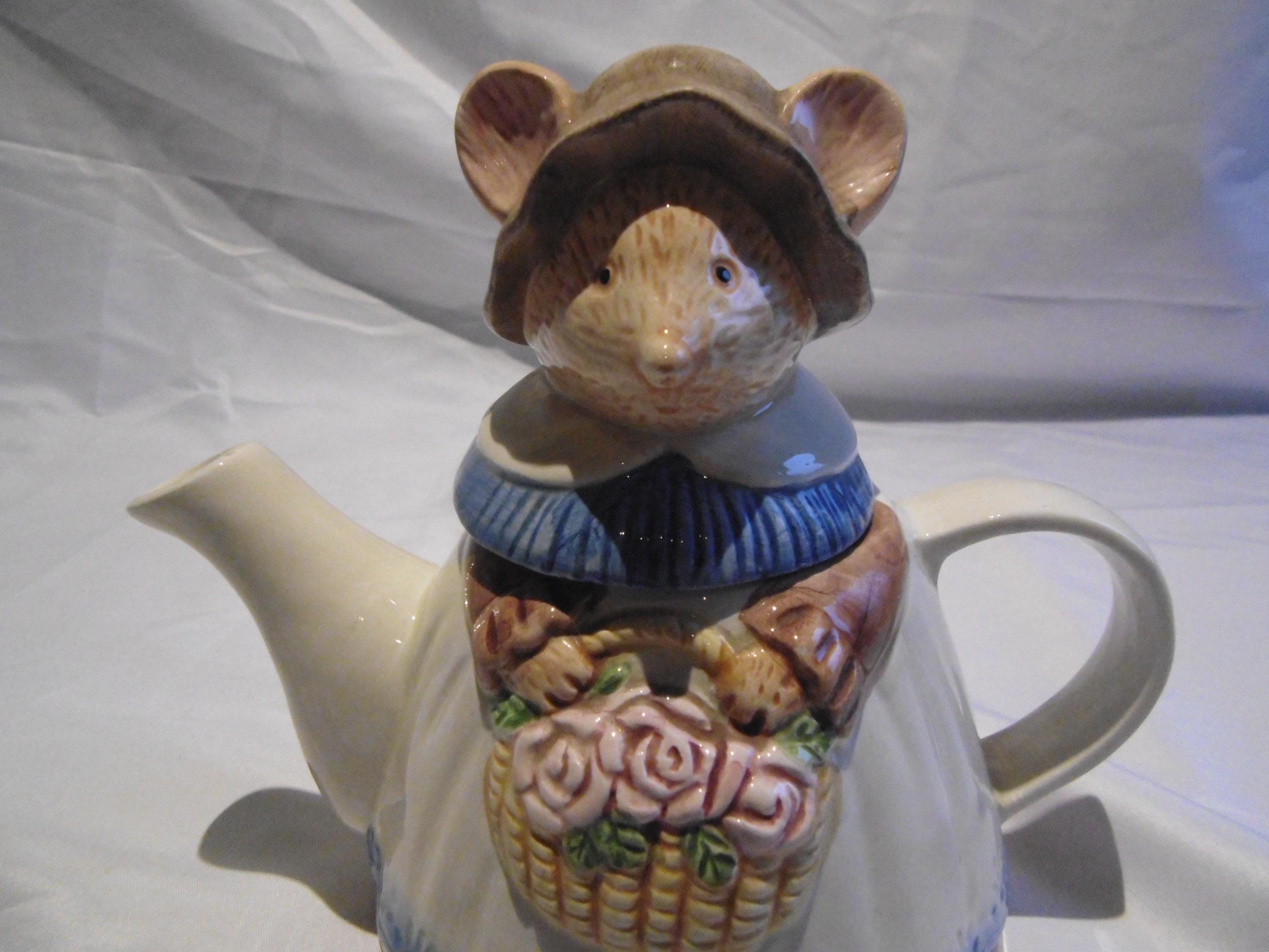 Lady Mouse With a Basket of Flowers Teapot 1980s - Etsy