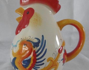 Sicilian Ceramic Hand Painted Chicken Jug 1960s