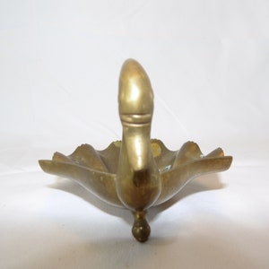 Vintage brass footed swan trinket dish