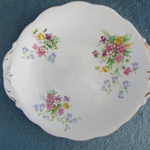 Queen Anne Old Country Spray Cake Plate 1950s