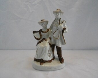 Vintage hand made porcelain pair of musicians