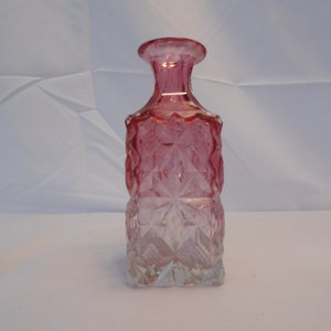 Art Nouveau Cranberry cut glass Carafe for Condiments, France 1900s