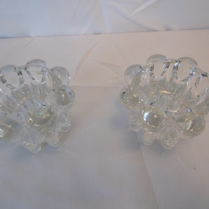 Reims France glass candlestick holders x 2