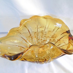 Tozai Amber Gold Speckled Large Shell Bowl 1980s
