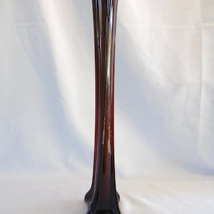 Aubergine/Brown Elephant's Foot Tall Slim Glass Vase